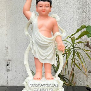 Tượng Phật Đản Sanh trắng đế sen đẹp