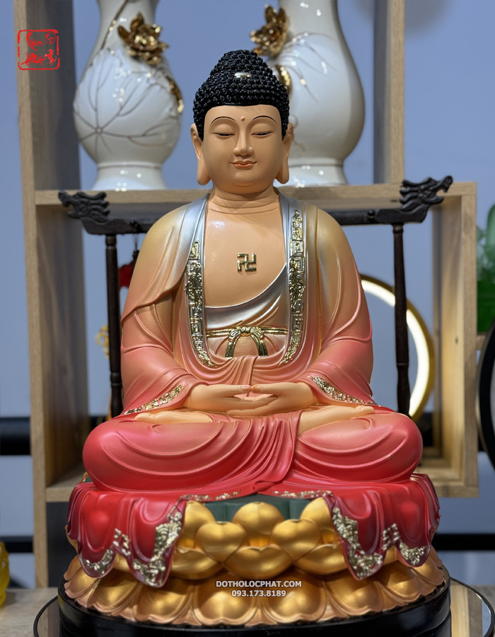Tượng Phật Dược Sư Y Áo Đỏ bằng composite đẹp
