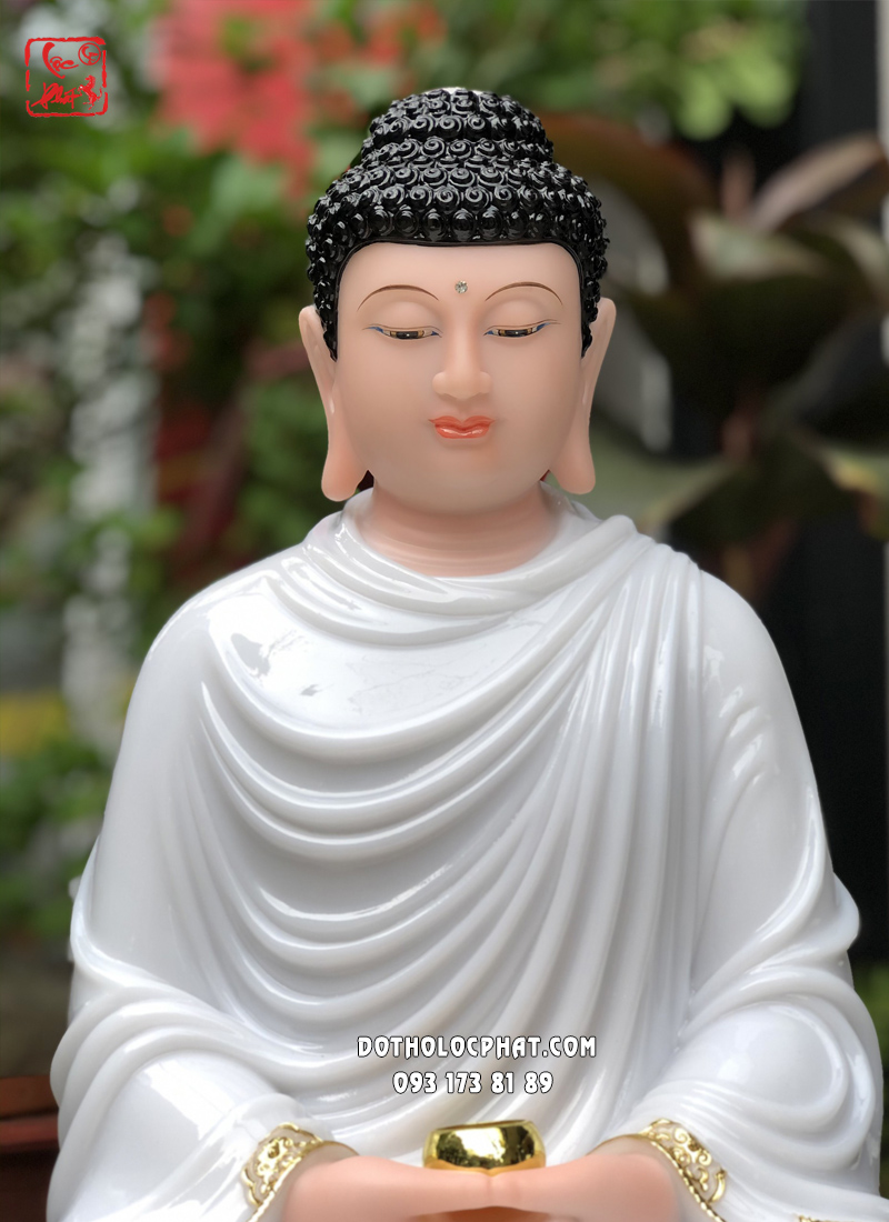 Tượng Phật Thích Ca tĩnh tâm ngồi đài sen cánh sen dát vàng đế 8 cạnh