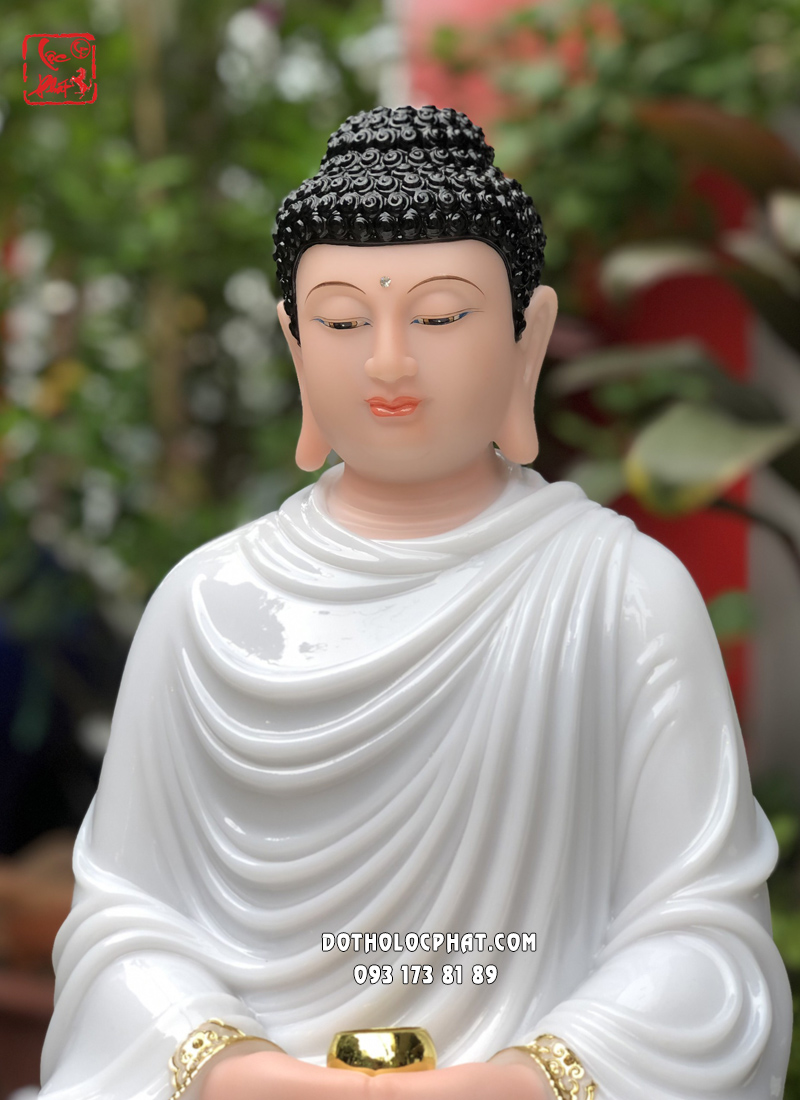 Tượng Phật Thích Ca tĩnh tâm ngồi đài sen cánh sen dát vàng đế 8 cạnh