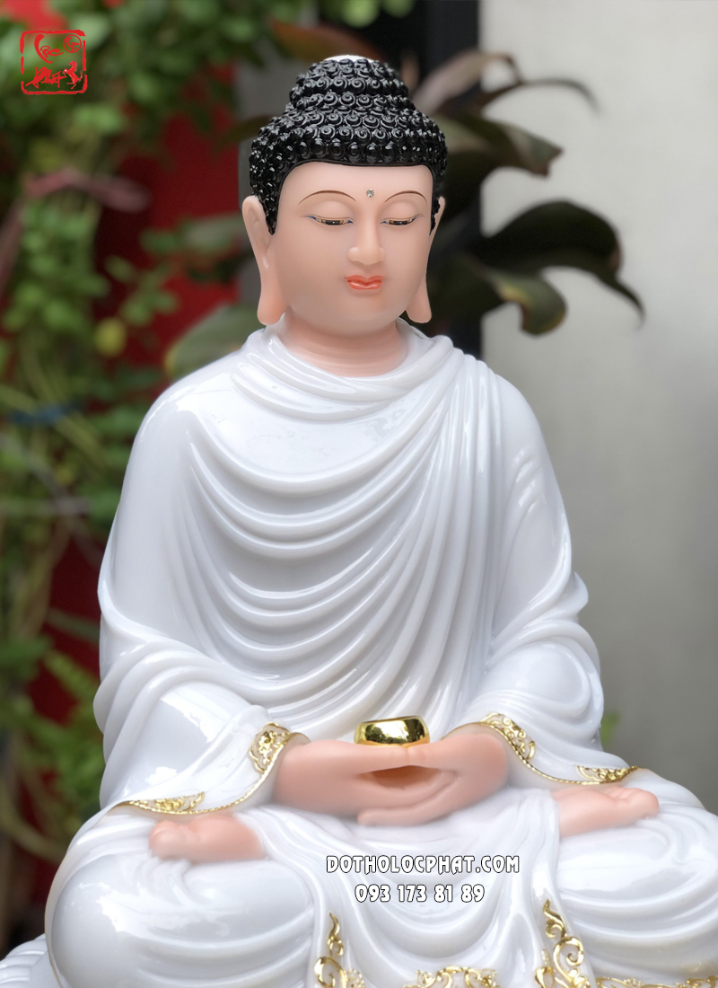 Tượng Phật Thích Ca tĩnh tâm ngồi đài sen cánh sen dát vàng đế 8 cạnh