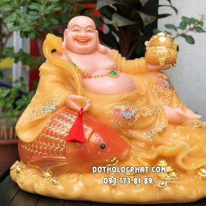 Tượng Phật Di Lặc thạch anh cá chép phú quý hữu dư
