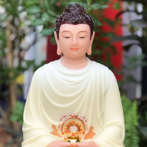 Tượng Phật Thích Ca tĩnh tâm gấm vàng đế mây dát vàng