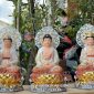 tượng Tây Phương Tam Thánh Gấm Đỏ Dát Vàng Cánh Sen