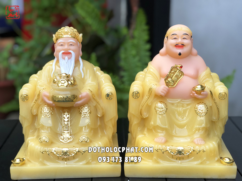 Tượng Thần Tài Thổ Địa Thạch anh áo rũ diện đẹp hoan hỷ