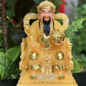 Tượng Thần Tiền thạch anh như ý thỏi vàng