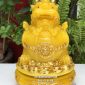 Tượng Tỳ Hưu phong thủy vàng thạch anh đế tròn