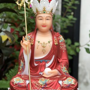 Tượng Địa Tạng Vương Bồ Tát hoa sen gấm đỏ đế non nước