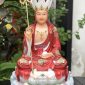 Tượng Địa Tạng Vương Bồ Tát hoa sen gấm đỏ đế non nước