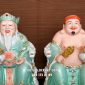 Tượng Thần Tài Thổ Địa áo xanh hũ vàng bằng sứ