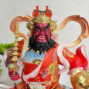 Tượng Thần Tài Triệu Công Minh Cưỡi Báo Đen Gấm Đỏ VTT-005