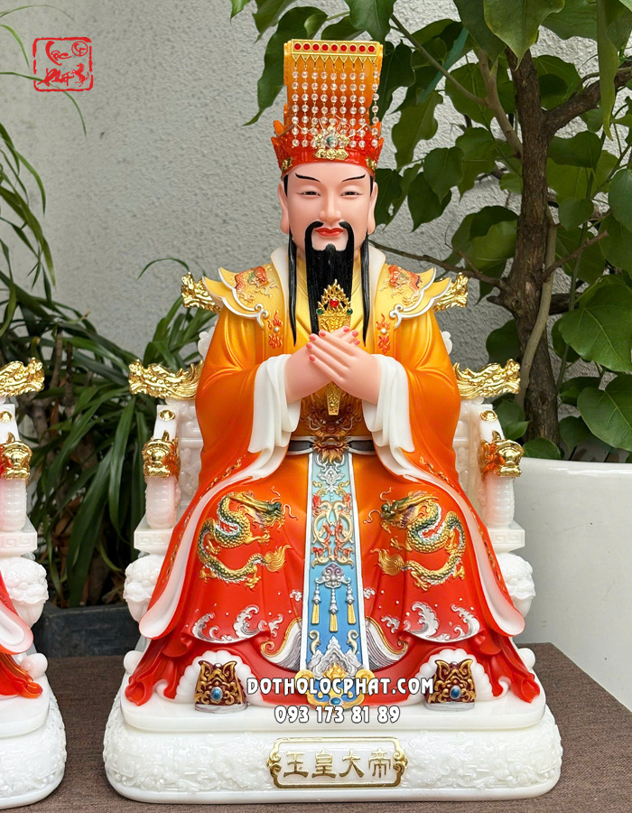 Tượng Ngọc Hoàng Vương Mẫu áo gấm đỏ vẽ rồng phượng đẹp