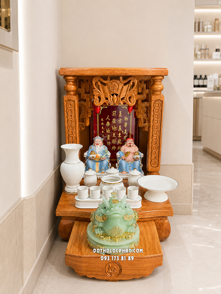 Trọn bộ thờ Thần Tài Thổ Địa sứ xanh dương cap cấp