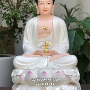 Tượng Phật Dược Sư bằng sứ trắng đế non nước