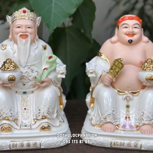Tượng Thần Tài Thổ Địa bằng bột đá trắng