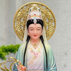 Tượng Quan Âm Liên Hoa Đứng Áo Lam Hào Quang QABT-141