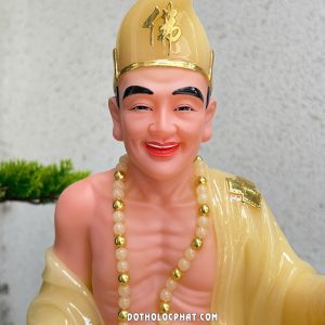 Tượng Tế Công Cầm Quạt Thạch Anh Ngồi Bệ Đá TTC-007