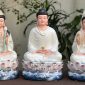 Tượng Tây Phương Tam Thánh sứ trắng đế sen sóng nước