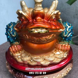 Tượng cóc ngậm tiền phong thủy lam ngọc vàng cam đẹp nhất
