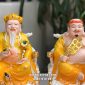 Tượng Thần Tài Thổ Địa thỏi vàng sứ vàng ngồi ghế rồng