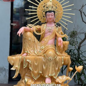 Tượng Quan Âm Tự Tại Bồ Tát viền vàng đế non nước