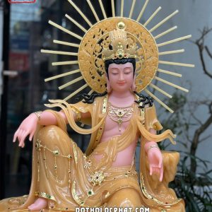 Tượng Quan Âm Tự Tại Bồ Tát viền vàng đế non nước