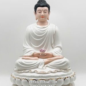 Tượng Phật Thích Ca Mâu Ni tĩnh tâm sứ trắng đế sen
