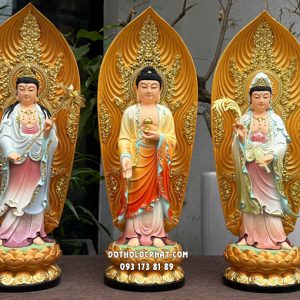 Tượng Tây Phương Tam Thánh bằng composite có hào quang