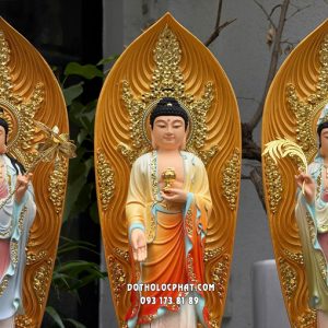 Tượng Tây Phương Tam Thánh bằng composite có hào quang