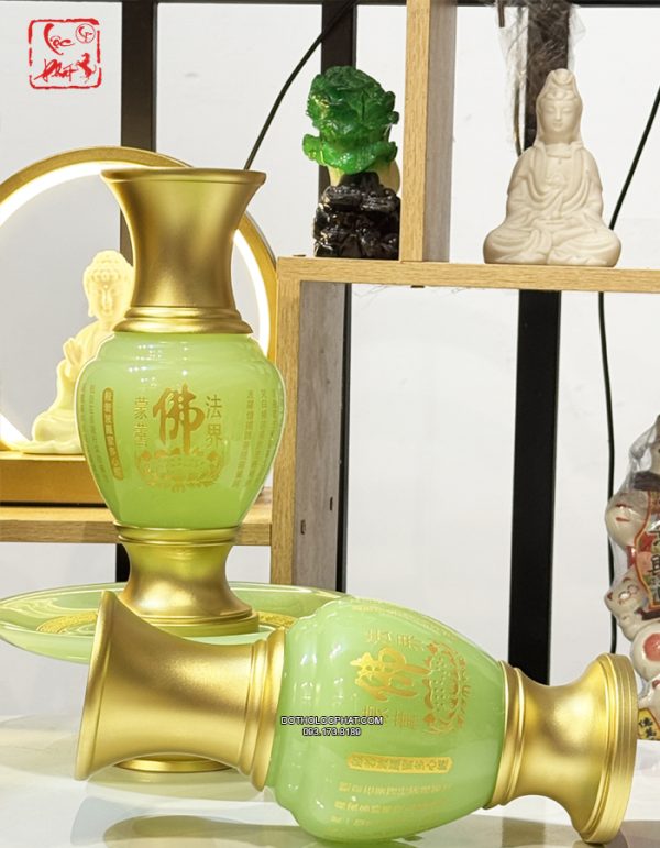 bình bông thờ cúng bằng bột đá thạch ngọc khắc tâm kinh chữ Phật đẹp