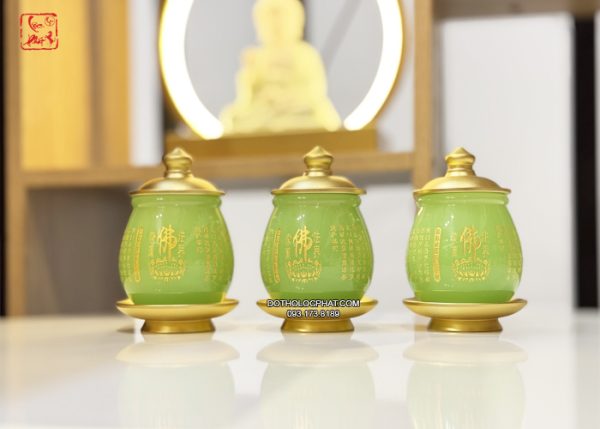 chum nước có nắp bằng bột đá thạch ngọc khắc tâm kinh chữ Phật
