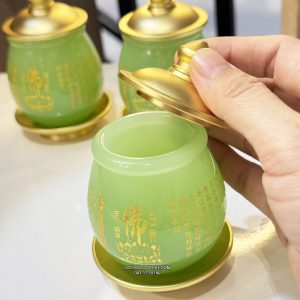 chum nước có nắp bằng bột đá thạch ngọc khắc tâm kinh chữ Phật