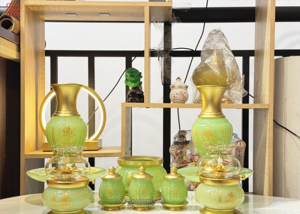 Bộ Đồ Thờ Bằng Bột Đá Thạch Ngọc đẹp