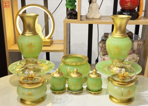 Bộ Đồ Thờ Bằng Bột Đá Thạch Ngọc đẹp