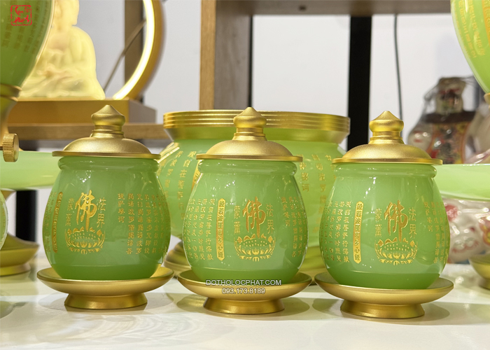Bộ Đồ Thờ Bằng Bột Đá Thạch Ngọc đẹp