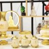 Bộ Đồ Thờ Cúng Bằng Bột Đá Khắc Tâm Kinh Chữ Phật