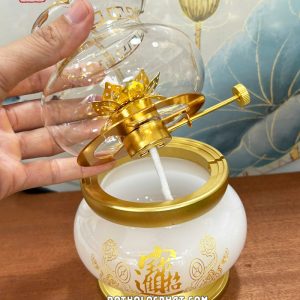 Đèn dầu thờ cúng bạch ngọc chiêu tài tiến bảo