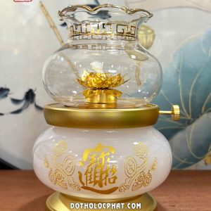 Đèn dầu thờ cúng bạch ngọc chiêu tài tiến bảo