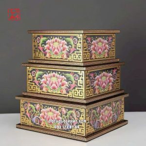 Đế (đôn) kê tượng đen viền vàng họa tiết hoa sen bằng hợp kim
