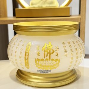 Lư hương thờ cúng bằng bột đá trắng khắc tâm kinh chữ Phật