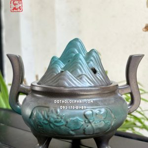 Lư xông trầm núi khói sứ xanh men rạn