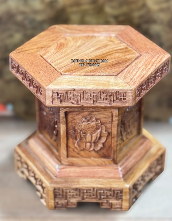 đôn kê tượng lục giác bằng gỗ hương đẹp