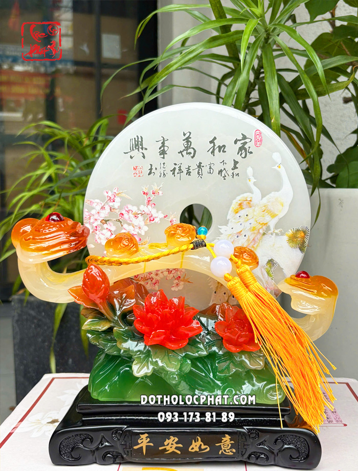 Như ý ngọc bội mẫu đơn phong thủy hoa khai phú quý