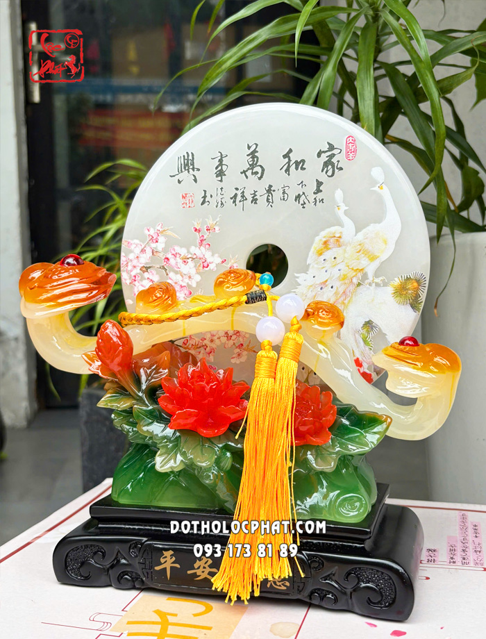 Như ý ngọc bội mẫu đơn phong thủy hoa khai phú quý