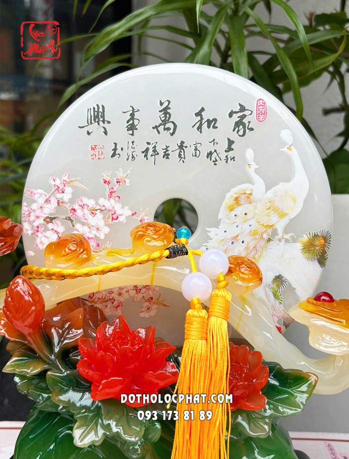Như ý ngọc bội mẫu đơn phong thủy hoa khai phú quý