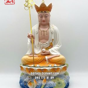 Tượng Địa Tạng Vương Bồ Tát sứ vàng đế sen sóng nước