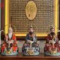 Tượng Tam Thanh Đạo Tổ hoa văn vẽ gấm đế sen có hào quang