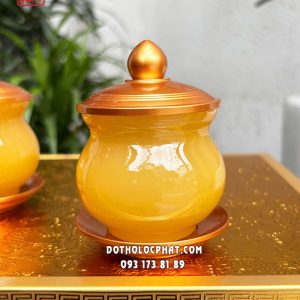 Chén nước thờ cúng đá ngọc hoàng long bọc đồng