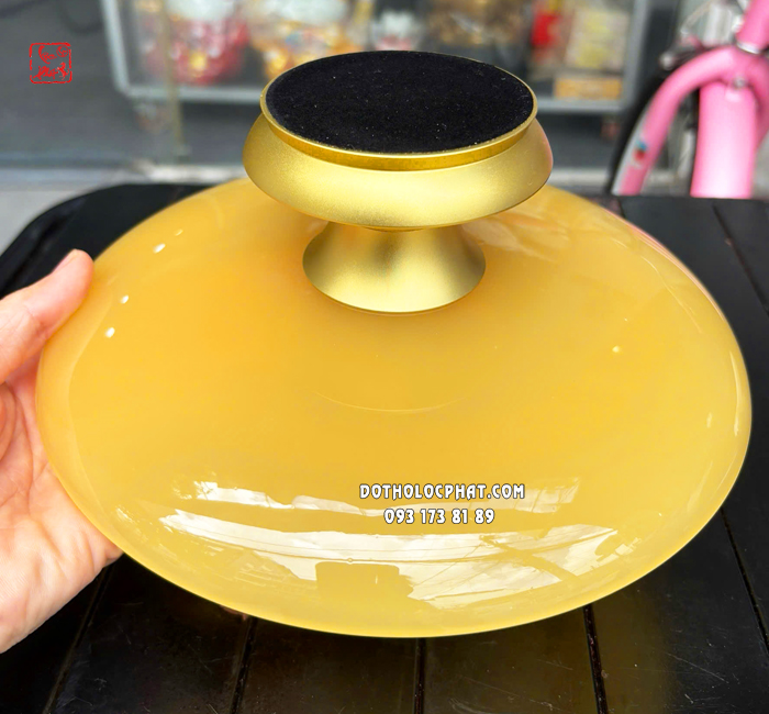 Dĩa trái cây thờ cúng bằng bột đá thạch anh chữ chiêu tài tiến bảo