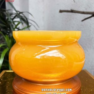 Lư hương (bát nhang) thờ cúng bằng đá ngọc Hoàng Long bọc đồng